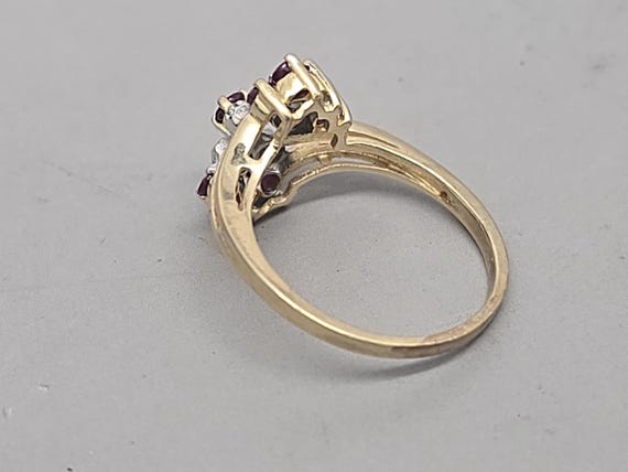 Estate 10K Solid Gold Ruby & Diamond Cocktail Rin… - image 7