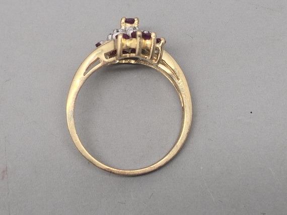 Estate 10K Solid Gold Ruby & Diamond Cocktail Rin… - image 14