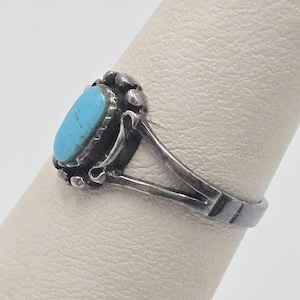 Estate Sterling Silver Turquoise Size 4 3/4  Ring Robyn's Egg Blue Natural