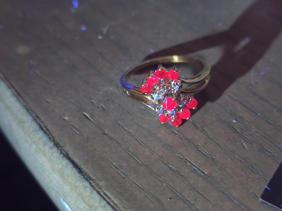 Estate 10K Solid Gold Ruby & Diamond Cocktail Rin… - image 16