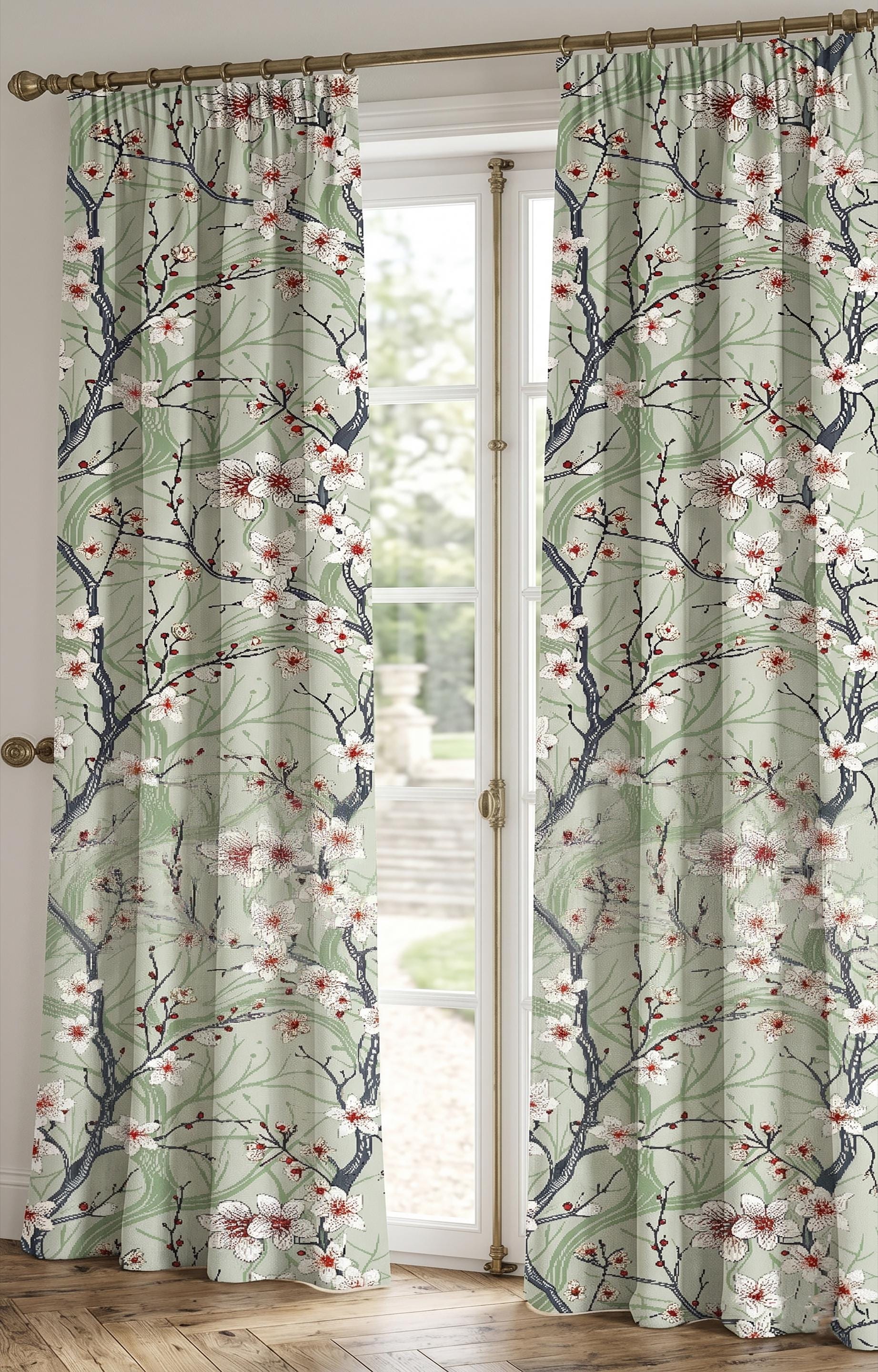 Cherry Blossom Curtain, Japanese Floral Print, Elegant Nature Decor - Etsy