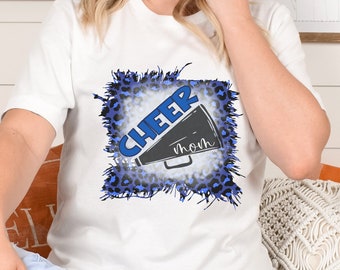 Leopard Cheer Mom Shirt, Customizable Cheer Mom Shirt, Blue Cheer Mom, Proud Cheer Mom Shirt, Sports Mom Shirt, Cheer Mom Leopard Shirt