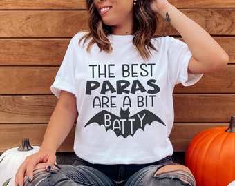 Halloween-parashirt, de beste para's zijn een beetje gehavend T-shirt, terug naar school grappig griezelig, kinderdagverblijf, paraprofessional onderwijzer cadeau, para