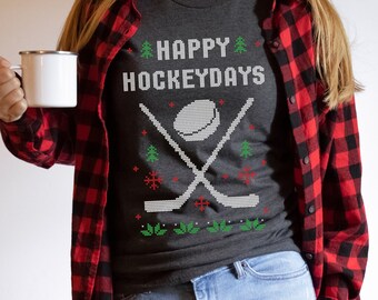 Christmas Hockey Ugly Tshirt Christmas Hockey Shirt Christmas Hockey Ice Hockey Christmas Tshirt Hockey Holiday Shirt Ugly Christmas Shirt