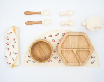 Baby's First Self Feeding Set - Red and Blue Blosson