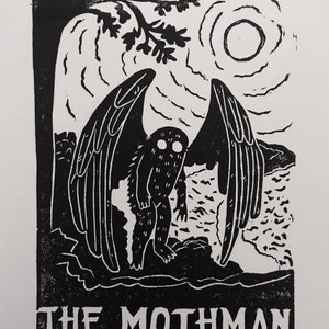 Mothman Block Print - Cryptid Art Print