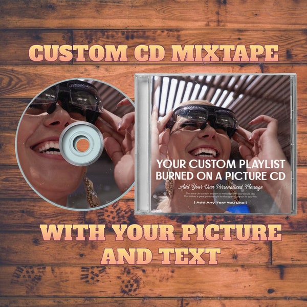 Mixtape CD personnalisée avec votre image et texte personnalisés - Livré avec étui à bijoux - Style rétro 2 - Un cadeau parfait