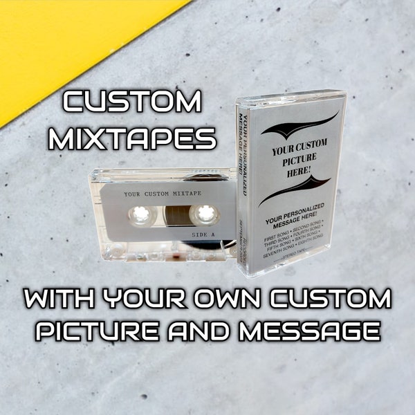 Votre playlist personnalisée sur une cassette de mix avec message et image personnalisables