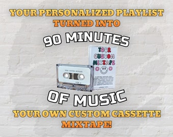 Your Personalized Playlist on a Custom Mixtape Cassette - Style 1 - 90 Minutes (Standard Version - Not Customizable)