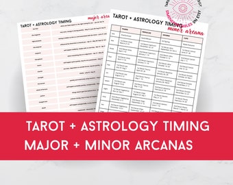 Tarot Astrology Timing Major + Minor Arcana - 2 Pages - Get the Most Out of Your Tarot Readings! * Tarot Printables * Tarot Cheat Sheet