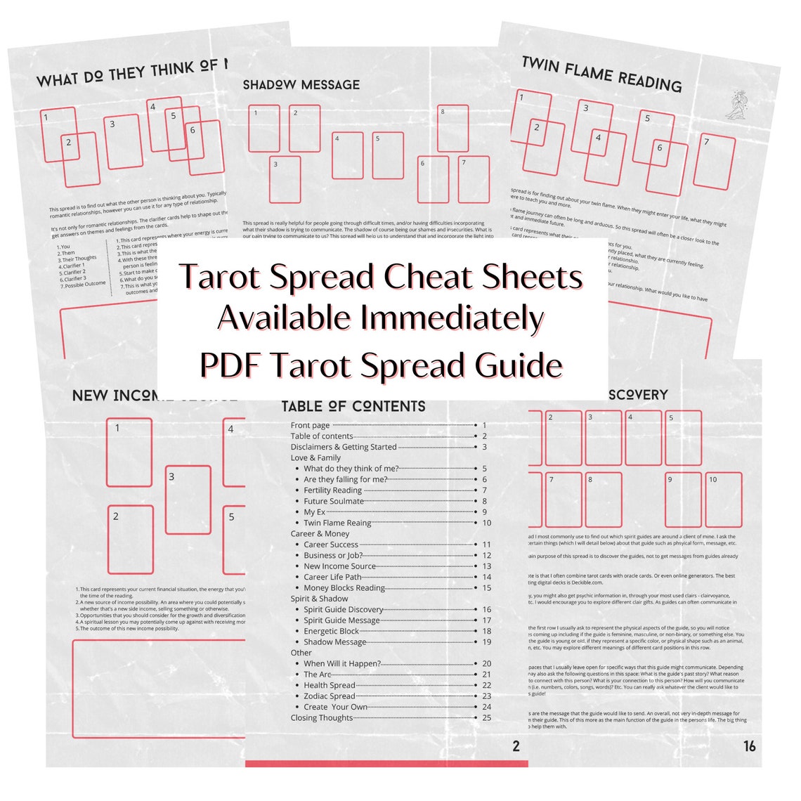 20 Tarot Spread Cheat Sheet: Printable Tarot Guide (PDF) - Etsy