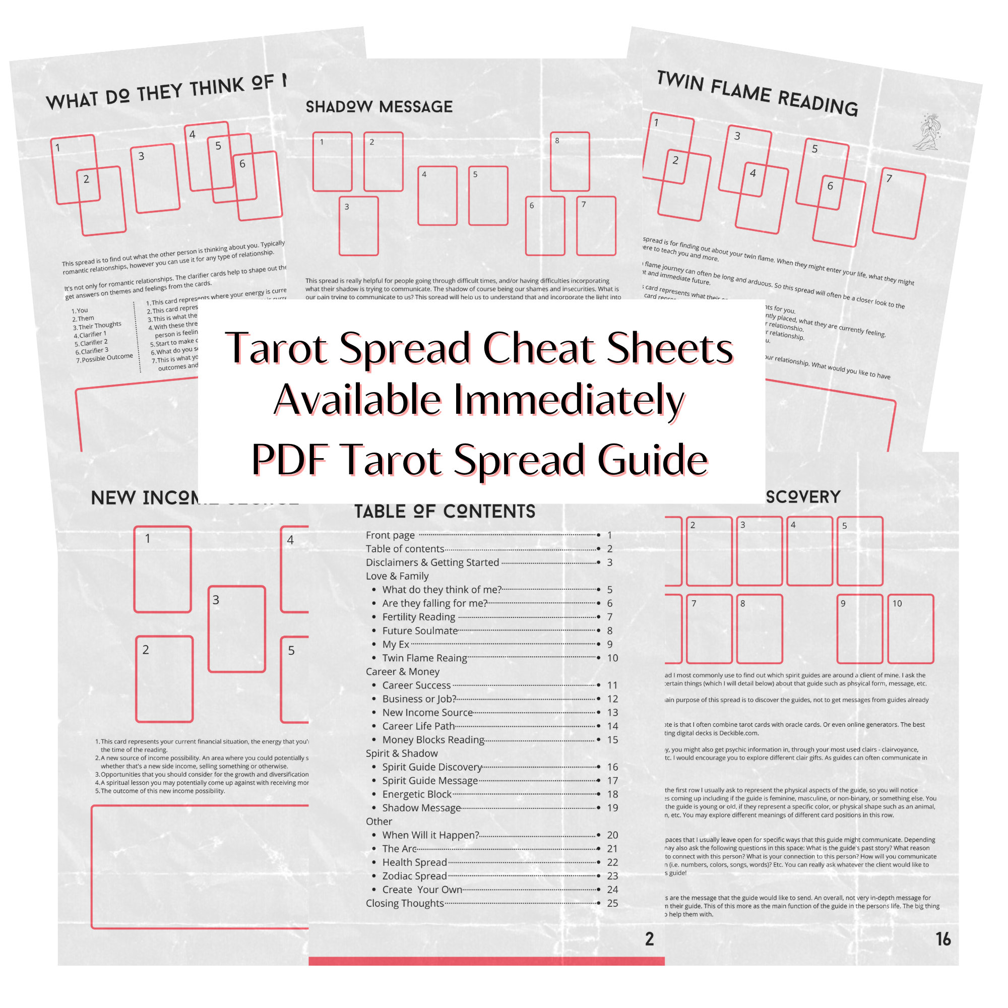 20 Tarot Spread Cheat Sheet: Printable Tarot Guide (PDF) - Etsy