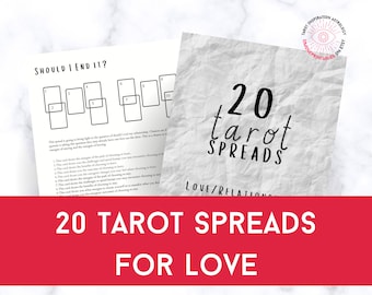 Love & Relationship Tarot Spreads: 20 Card Reading Cheatsheets (Digital Download)