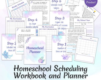 Homeschool Scheduling Workbook & Planner, Homeschool Planner Printable, Dated and Undated Calendar, 5 Steps to Schedule Your Homeschool Year