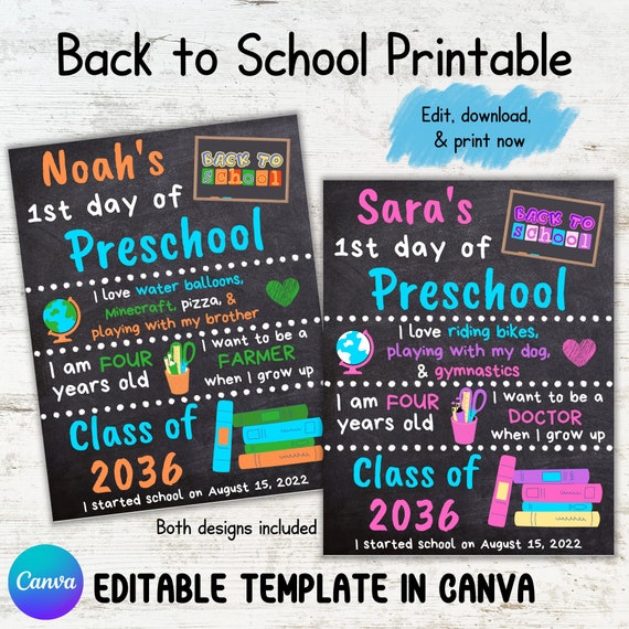 Editable First Day of School Printable Last Day of School - Etsy