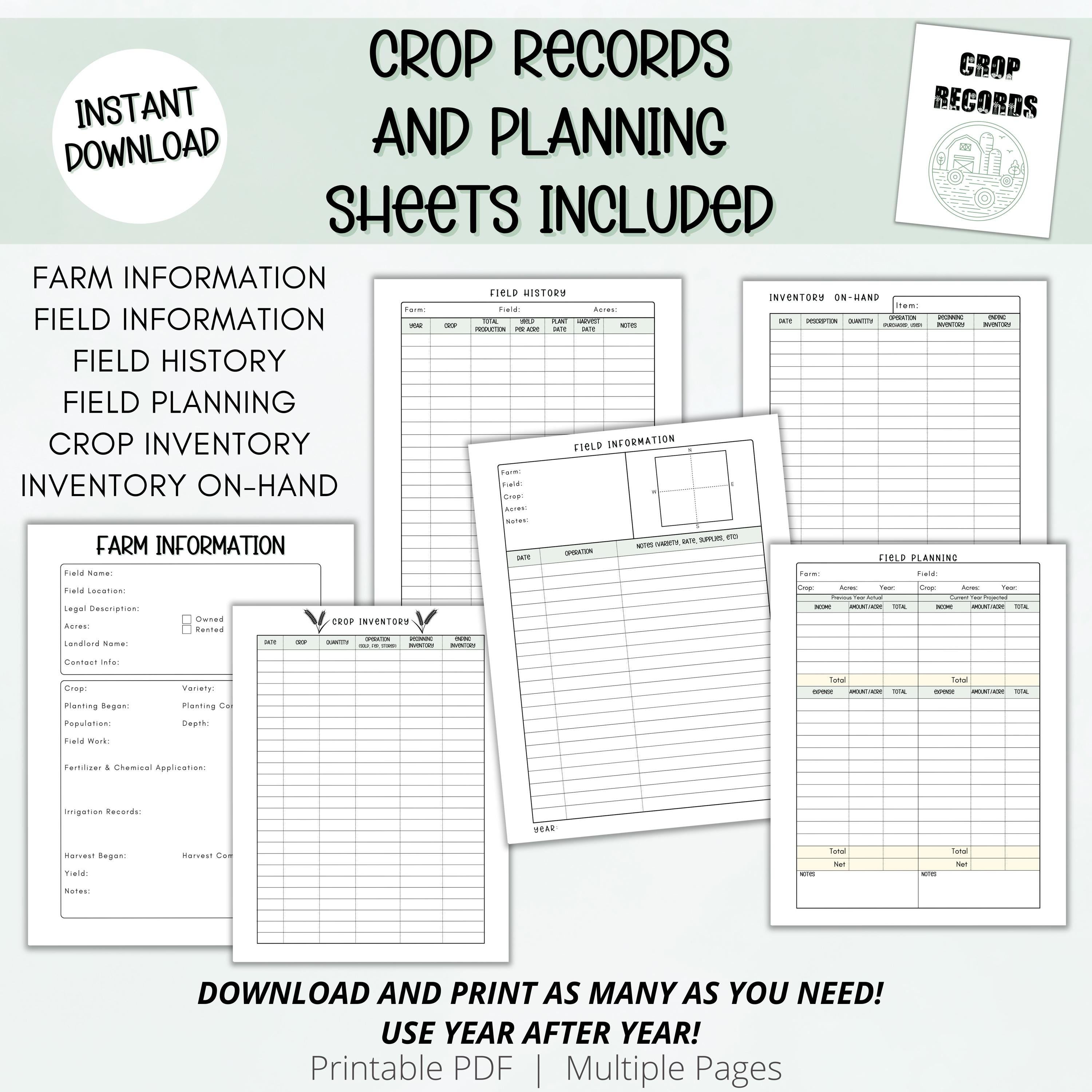 Farm Management Planner: Agriculture Journal & Record Keeper (printable ...