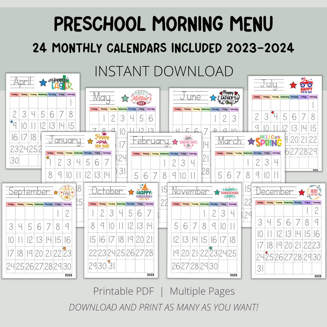 Preschool Morning Menu Printable Morning Basket Bundle Etsy