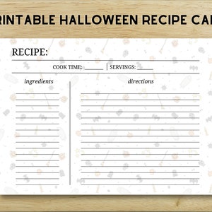 Halloween Printable Recipe Card Instant Download Fall Recipe PDF JPEG ...