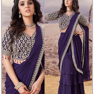 Beautiful Sparkling Delightful one minute ready to wear Draped Saree