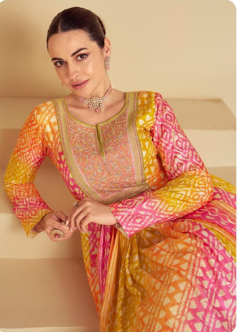 Grey Self Design Silk Anarkali Suit Set main image 1