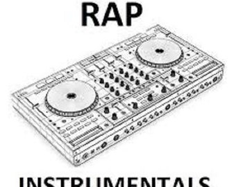 May include: A black and white line drawing of a DJ mixer with the words "RAP INSTRUMENTALS" below it.