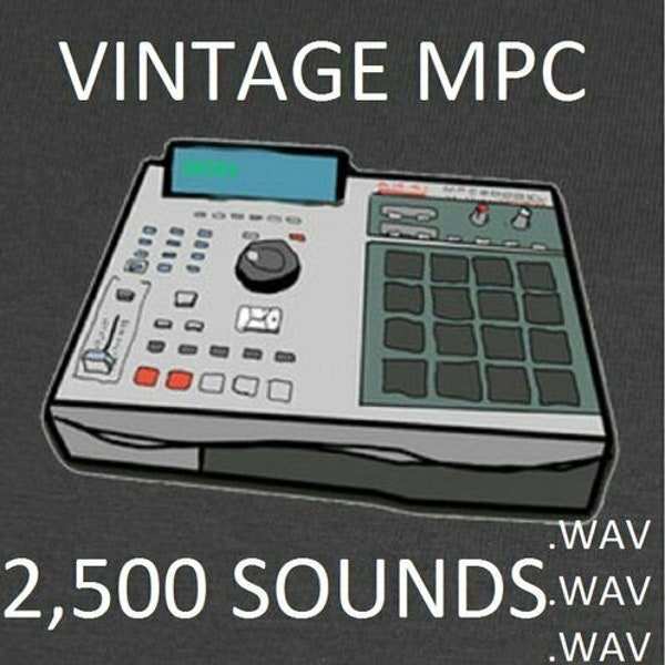 Vintage Akai MPC Drum Sounds 2500 Classic Samples Reto Hip Hop EDM LoFi Bit Kit .pgm .wav 60 3000 2000 xl 1980s 90s