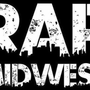 May include: A black and white graphic design with the text "RAP MIDWEST" in a distressed font.
