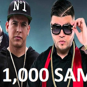 May include: A group of five men wearing sunglasses and hats. The men are all wearing black shirts and gold chains. The text "OVER 1,000 SAMPLES" is at the bottom of the image.