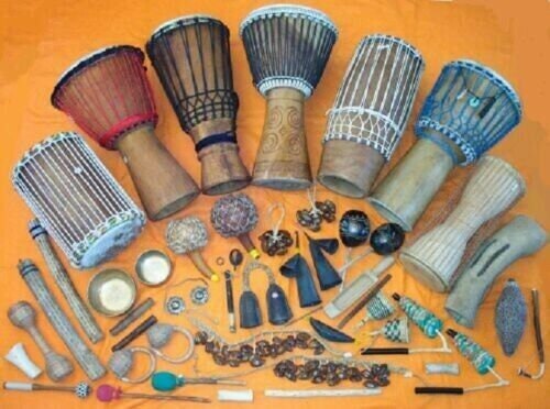 Shekere Ghana – Instrument De Musique Percussion, Calebasse Perles, 33cm, Fait Main