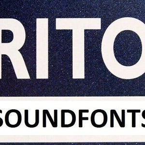 Pode incluir: Texto branco em fundo azul escuro que diz "TRITON SOUNDFONTS".