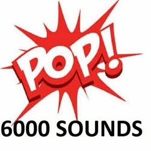 Puede incluir: Gráfico rojo y blanco "POP!" con un diseño de estrella. El texto debajo dice "6000 SONIDOS".