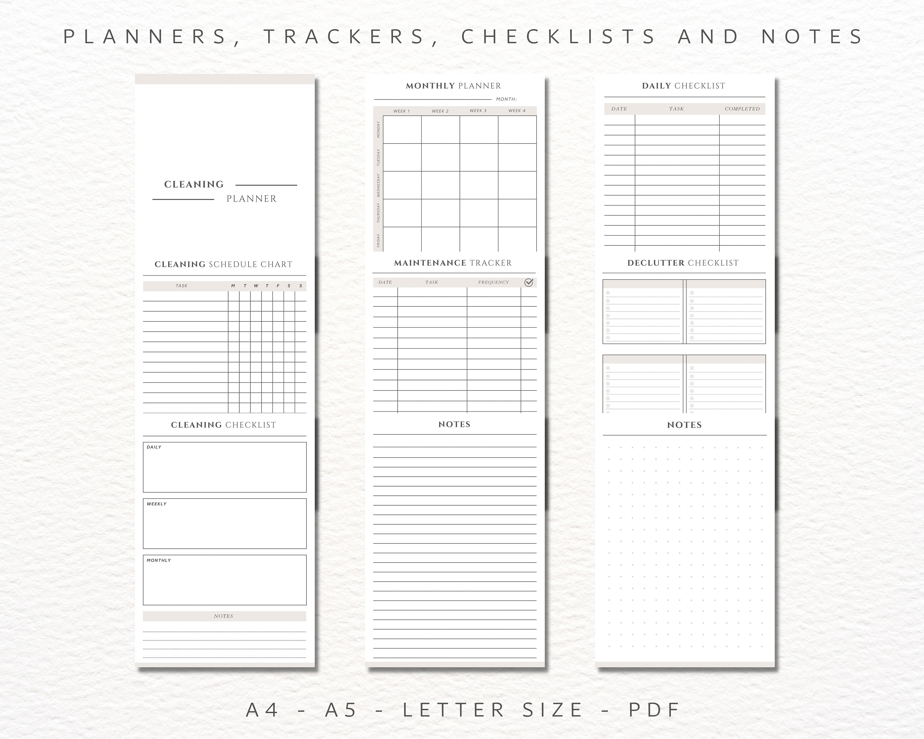 Printable Cleaning Schedule Weekly Cleaning Checklist - Etsy