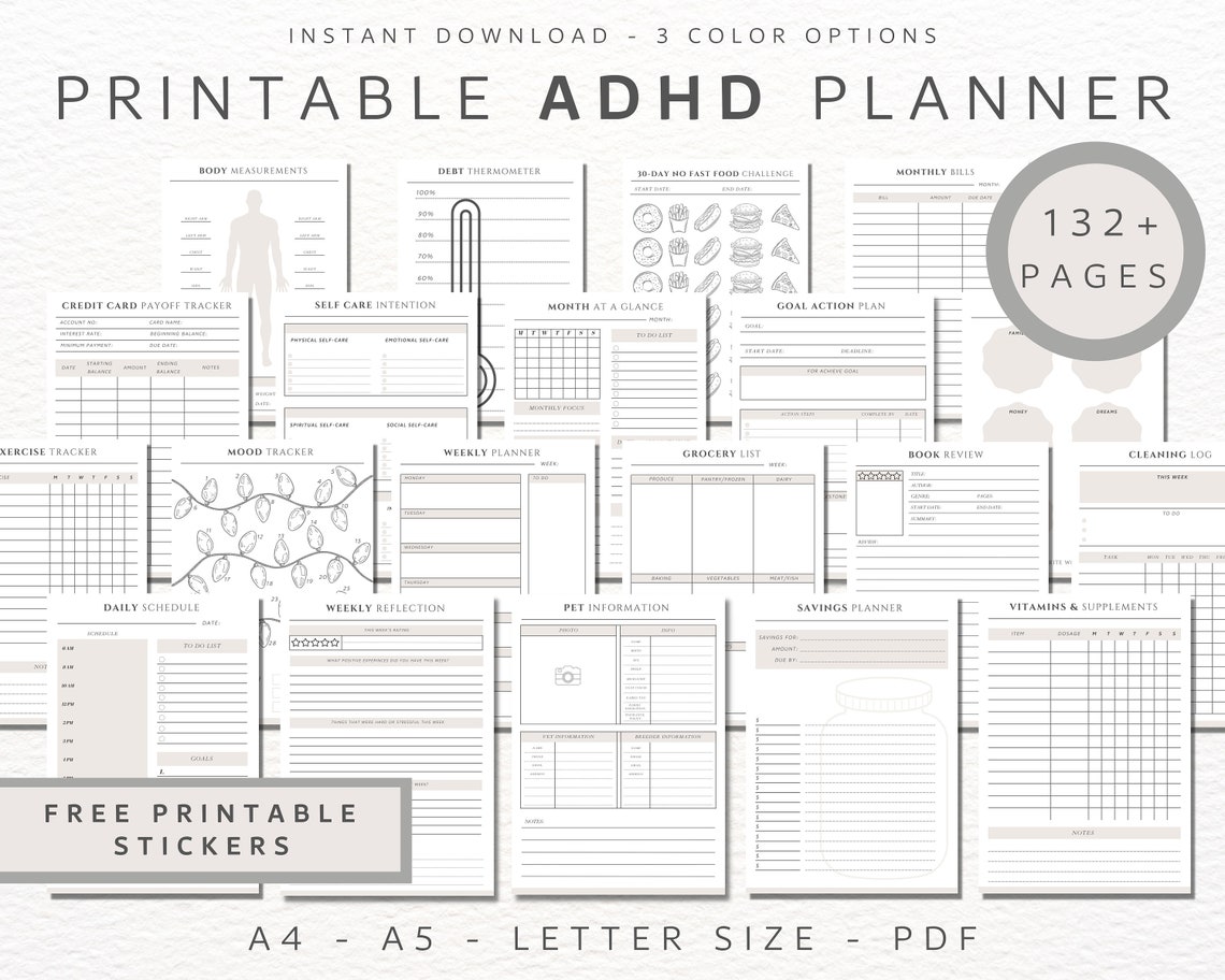 ADHD Printable Planner for Adult Adhd Planner and Organizer Etsy
