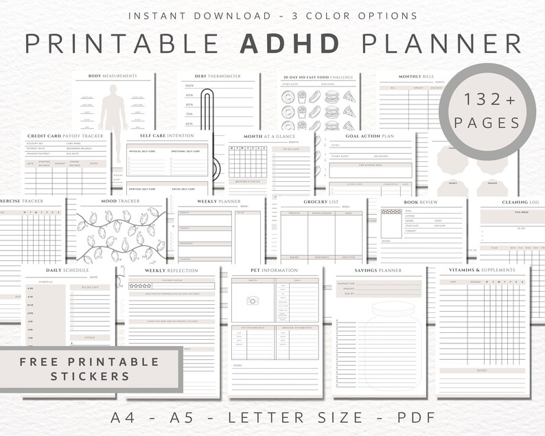 ADHD Printable Planner for Adult Adhd Planner and Organizer - Etsy