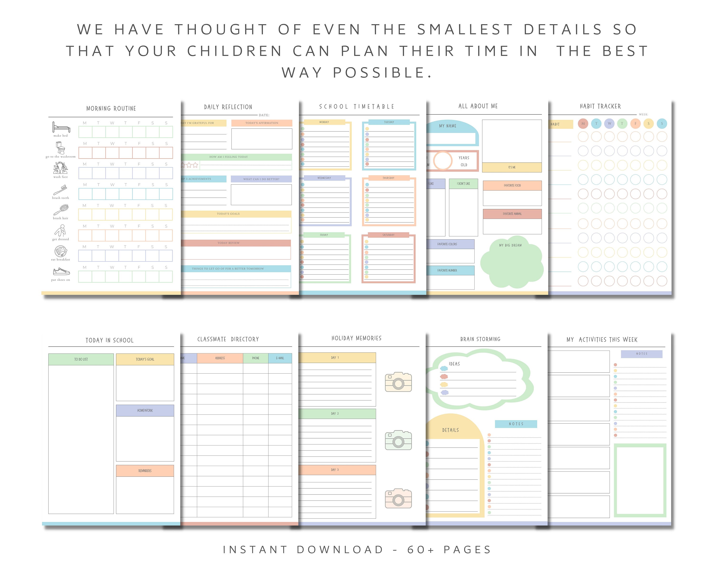 ADHD Planner For Kids School Planner 2023 Kids Routine Etsy Adhd planner for kids school planner 2023 kids routine etsy