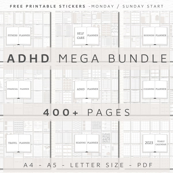 adhd homework checklist Ultimate ADHD Planner Bundle, Adhd Adult Planner, 2023 Adhd Digital Planner, Adhd Daily Planner, Adhd Organizer Download