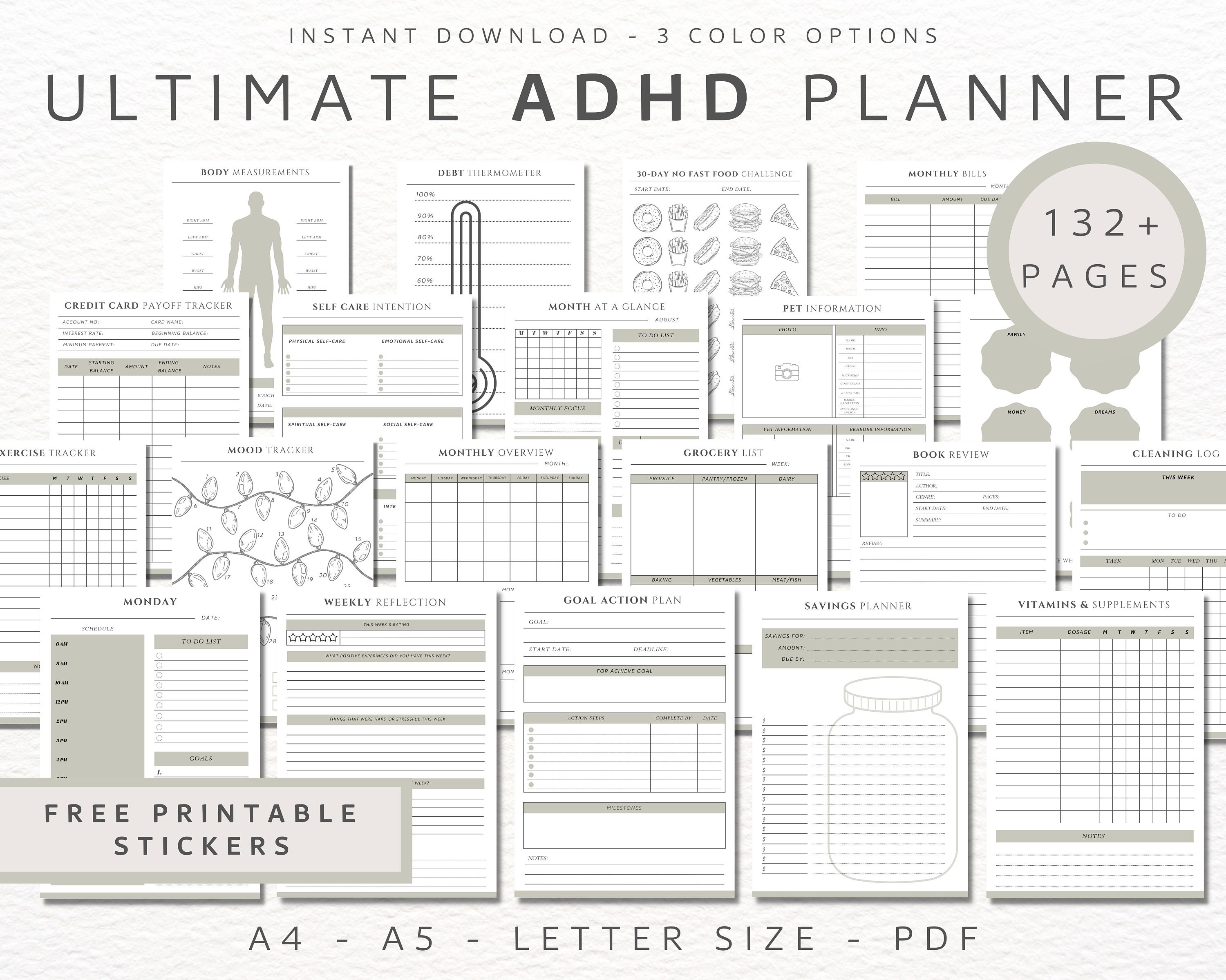 ADHD Journal Planner ADHD Productivity Planner Adhd Planner Etsy