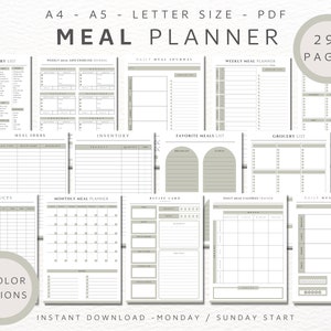 Printable Meal Planner, Weekly Meal Planning, Meal Plan Template, Weekly Menu Planner, Meal Planner Pdf, Downloadable Planner