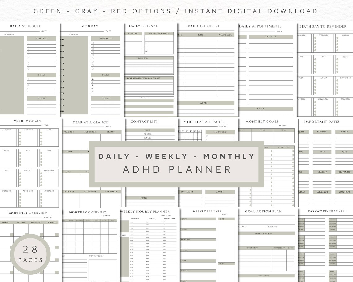 ADHD Journal Planner ADHD Productivity Planner Adhd Planner Etsy