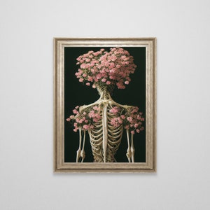 Vintage Skeleton Oil Painting | Dark Art | Gothic Home Decor | Oddities and Curiosities | Skeleton Print | Horror Art | Creepy Poster