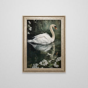 Vintage Swan Oil Painting | Baroque Bird Wall Art | Classical Swan Painting | Swan Nursery Decor | Cottagecore | Printable Wall Art