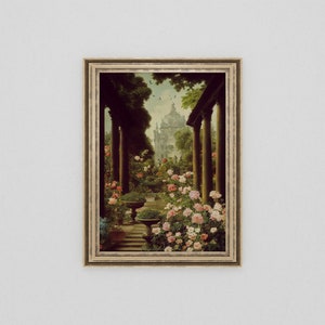 Victorian Rose Garden Oil Painting | Baroque Art |  English Garden | Coquette Room Decor | Light Academia Fairycore | Vintage Aesthetic