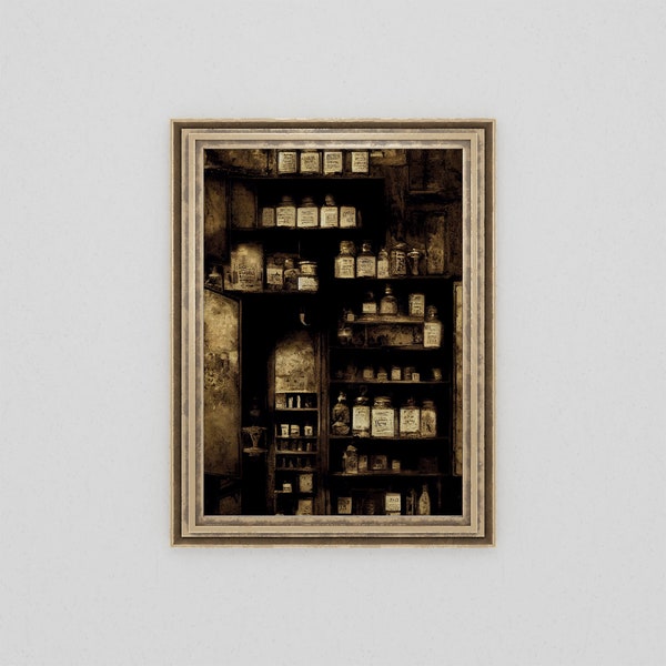 Vintage Apothecary Painting Digital Art Print | Witch Aesthetic | Witchy Art | Gothic Home Decor | Downloadable Art