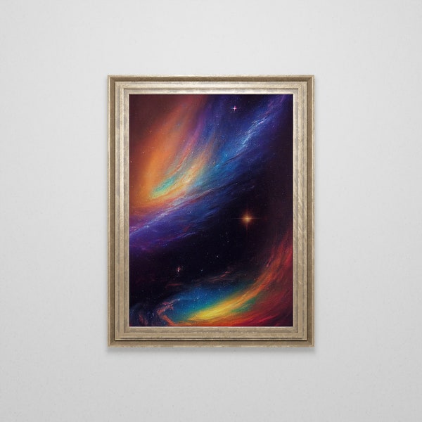 Vintage Milkyway Galaxy Oil Painting | Outer Space Art | Astronomy Wall Art | Space Print | Digital Download | Printable Art