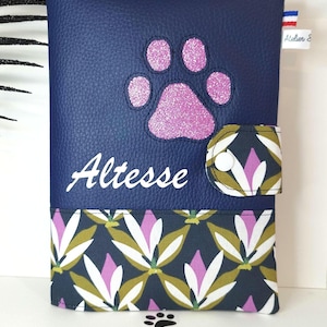 Protège carnet de vaccinations / carnet de santé personnalisé pour animal de compagnie / patte pailletée