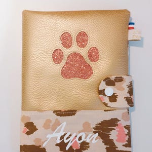 Vaccination record cover / personalized health record for pets / glittery paw