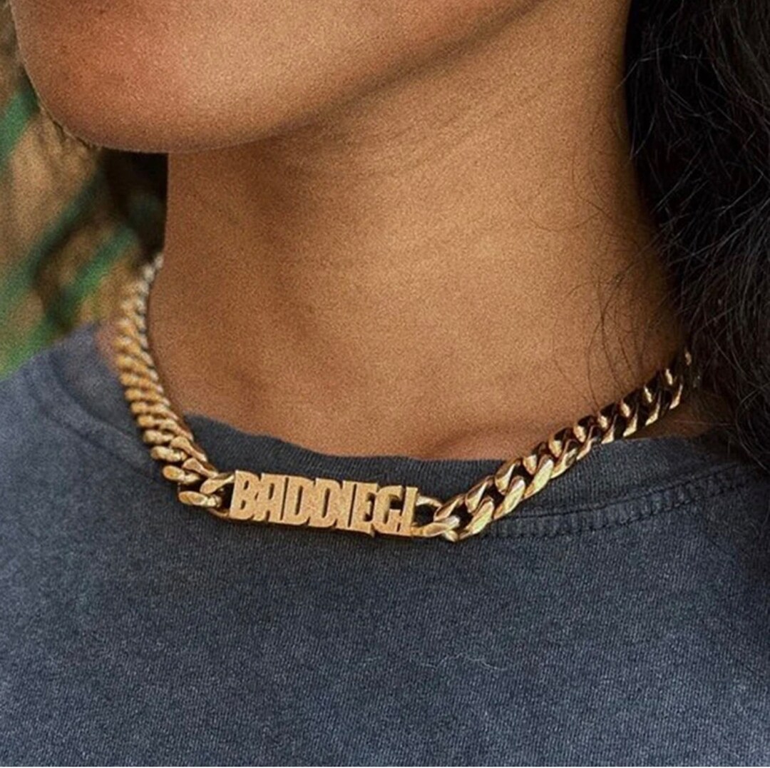 Men Women Chunky Customize Name Cuban Thick Chain Necklace Personalized ...