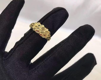 Stainless Steel 18K Gold Plated Diamond Cut Nugget Ring