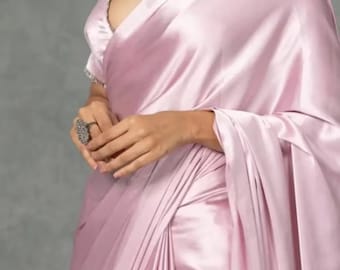 Japan Satin Silk Saree: Customizable Indian Wedding Party Sadi