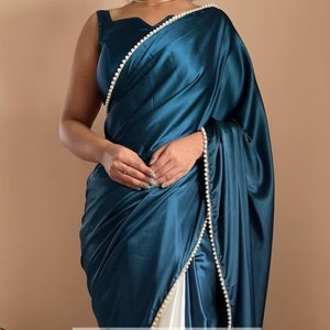 Indian Gorgeous satin half and half saree